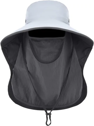 Vista 8 de LCZTN - Sombrero de protección solar de ala ancha, sombrero de pesca con solapa para cara y cuello, protección UPF 50+ Beige