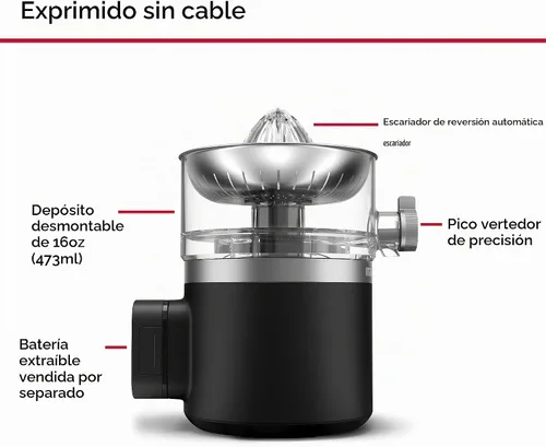 Vista 2 de Exprimidor de cítricos inalámbrico KitchenAid Go - la batería se vende por separado, KCJR160, Negro mate