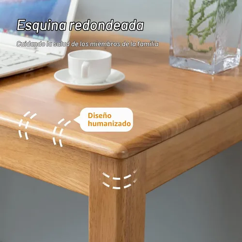 Vista 7 de Escritorio de madera maciza con cajón, escritorio de madera para oficina en casa para el trabajo, escritorio de computadora para estudiantes