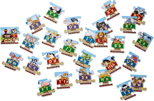 Vista 5 de Melissa & Doug Alphabet Express - Rompecabezas de suelo jumbo (27 piezas, 10 pies de largo) - Certificado FSC