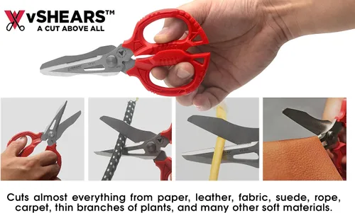 Vista 2 de Vampire Tools vSHEARS - Tijeras de combinación de cuchillas multiusos 4 en 1 de 6.3 pulgadas + tijeras multiusos resistentes de 8 pulgadas