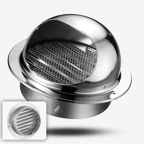 Vista 6 de Tapa de ventilación de aire de acero inoxidable 304, cubierta de salida de ventilación de pared redonda, tapa de lluvia para tubo de escape