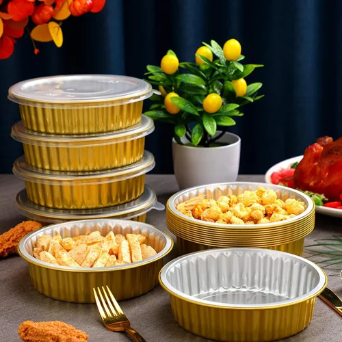 Vista 4 de Zhehao 20 sartenes de papel de aluminio con tapas, 2 moldes desechables de papel de aluminio más grueso y resistente, recipientes de alimentos