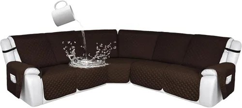 Vista 140 de HDCAXKJ Fundas de sofá seccional reclinable 100% impermeable, forma de L, funda de sofá reclinable lavable acolchada suave para mascotas, perro