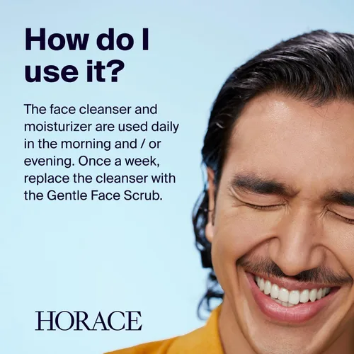 Vista 6 de HORACE Set de regalo con limpiador facial purificador, exfoliante facial suave e hidratante facial matificante, juego de cuidado de la piel