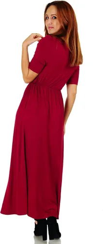 Vista 4 de Vestido maxi tipo blusón de media manga con bolsillos para mujer (talla S-5X)