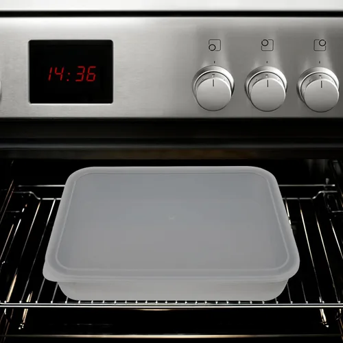 Vista 8 de Sartén de acero inoxidable para hornear pasteles con tapa, sartén para barbacoa, bandeja rectangular, contenedor de almacenamiento para nevera, caja