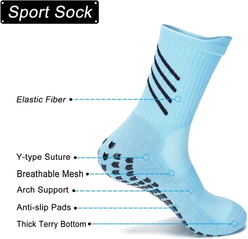 Vista 2 de Calcetines deportivos antideslizantes para hombres y mujeres, calcetines de fútbol con agarre, calcetines de entrenamiento deportivo, fútbol, yoga