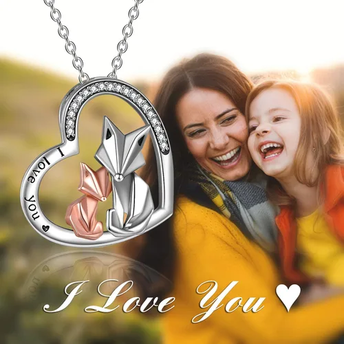 Vista 6 de ONEFINITY Collar de zorro de plata de ley 925 con colgante de zorro de origami para mujer, esposa, mamá