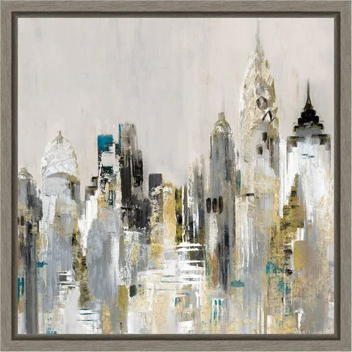 Vista 16 de Amanti Art Lienzo enmarcado para pared, paisaje urbano dorado de 16 x 16 pulgadas, por Valerie Mravyan, lienzo enmarcado para pared, obras de arte