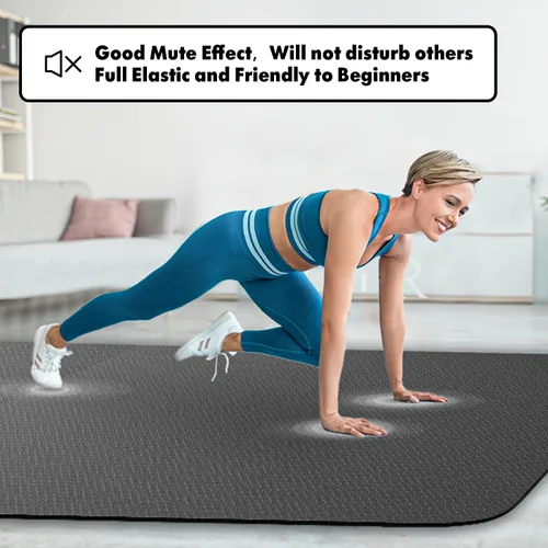 Vista 3 de FrenzyBird - Esterilla grande de yoga de 6'x 4' (72"x 48") — Esterilla de ejercicio extra ancha de 1/4" y 1/3" de 183cm x 122cm, gran esterilla