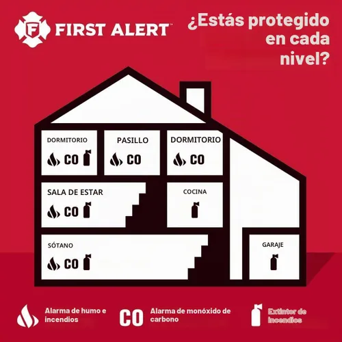 Vista 3 de First Alert Escalera de escape de incendios de dos pisos, 14 pies, acero, antideslizante, color negro
