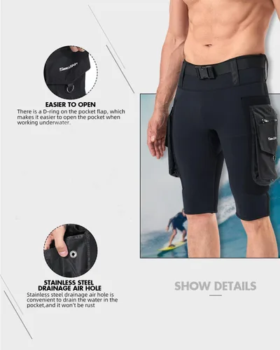 Vista 6 de Seaskin Pantalones cortos de buceo de 0.098 in para hombre con bolsillo