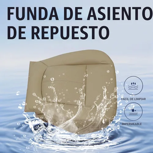 Vista 3 de Priprilod Funda de Asiento de Reemplazo de Microfibra de Cuero Perforada Color Marrón Claro para Conductor y Pasajero, con Respaldo Reclinable