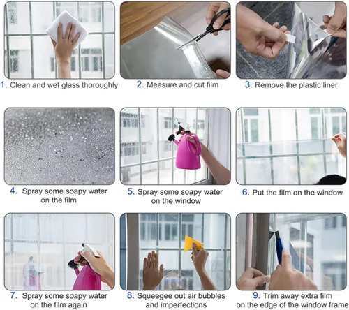 Vista 7 de Película de espejo unidireccional para ventana, autoadhesiva, protección diurna, control de calor, película de vidrio reflectante anti UV, tinte