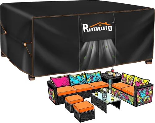 Vista 12 de Fundas extragrandes impermeables para juego de muebles de patio, liquidación de fundas para muebles de exterior, fundas para juego de sofá