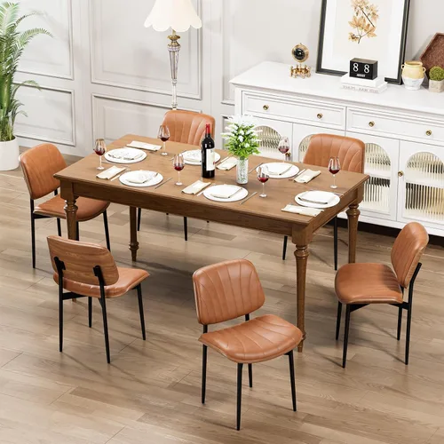 Vista 31 de YaFiti Juego de 2 sillas de comedor, sillas de comedor y cocina modernas de mediados de siglo, sillas tapizadas de piel sintética con diamantes