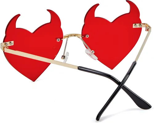 Vista 2 de Zando Gafas de sol en forma de corazón con diamantes de imitación - Gafas de corazón con biseladas