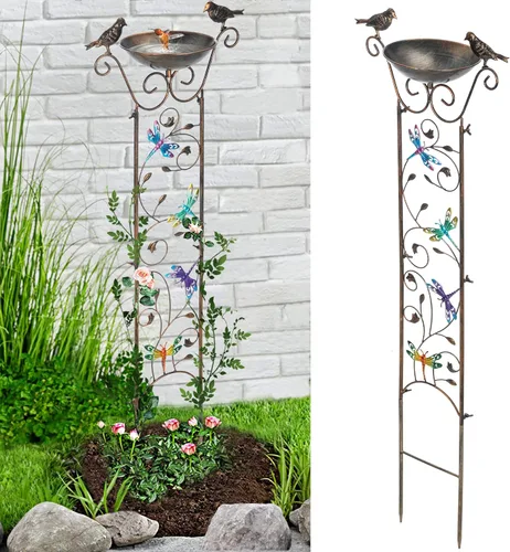 Vista 8 de LEWIS&WAYNE Enrejado de Jardín Baño para Pájaros al Aire Libre, Enrejado de 40 Pulgadas de Hierro Antiguo para Plantas de Jardín Decorativo
