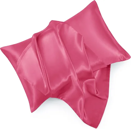 Vista 20 de Juego de 2 fundas de almohada de satén negro estándar con cierre de sobre, funda de almohada de seda negra para cabello y piel (20 x 26 pulgadas)