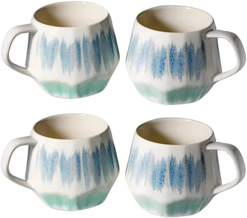 Vista 6 de Homvare Taza de café de porcelana, taza de té, paquete de 2, 10 onzas Azul verde azulado - Paquete de 2
