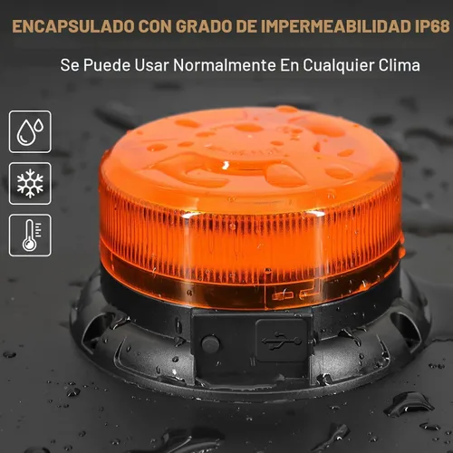 Vista 7 de AnTom - Luz estroboscópica inalámbrica con control remoto, luz LED ámbar de advertencia