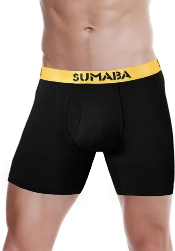 Vista 23 de SUMABA Calzoncillos tipo bóxer de pierna larga para hombre, con bolsa que no se suben para hombre 1 paquete: verde militar02