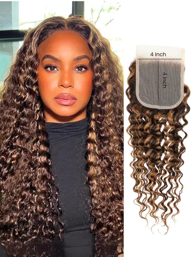 Vista 24 de Cabello Humano Rizado Castaño Rojizo, Trama Gruesa Castaño Cobrizo Rojo Coloreado Ondas Profundas Paquetes Individuales Cabello Humano 12A Tejido
