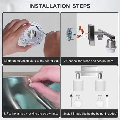 Vista 8 de Lámpara de tocador de baño sobre espejo con níquel cepillado, modernos apliques de pared de 2 luces para dormitorio, sala de estar, decoración