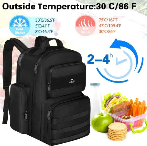 Vista 4 de MATEIN Mochila de almuerzo para hombres de trabajo, mochila táctica de 15.6 pulgadas con compartimento para el almuerzo, mochilas grandes para Negro