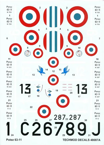 Vista 2 de Techmod 48087 1/48 Potez 63-11 French Fighter Wet Decal WWII w/Mask WWII