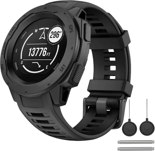 Vista 11 de OVERSTEP Correa de reloj para Garmin Instinct Smartwatch - Amarillo ámbar Correa de repuesto de silicona suave de 0.866 in compatible con Garmin