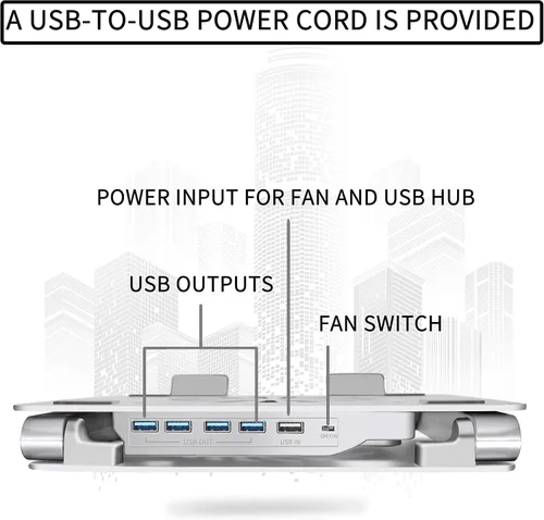 Vista 5 de SOUNDANCE Almohadilla de refrigeración para laptop con ventilador de bajo ruido y concentradores USB 3.0, enfriador ventilado para laptop que evita