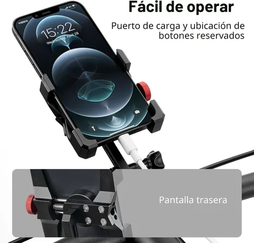 Vista 5 de ROCKBROS Soporte de teléfono para bicicleta, soporte de aluminio para teléfono celular, soporte de teléfono celular montado en manillar