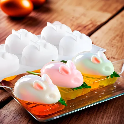 Vista 2 de Molde de silicona para conejito de Pascua, molde de silicona para conejo, molde de silicona 3D, moldes de silicona para conejito de Pascua, molde