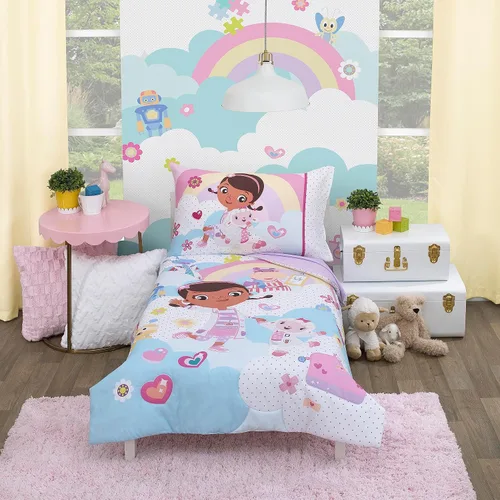 Vista 17 de Disney Ariel Sea Garden - Juego de cama para niños pequeños de 4 piezas - Edredón, sábana bajera, sábana encimera, funda de almohada reversible