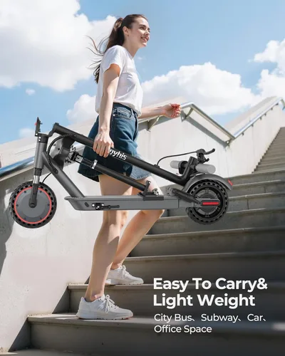 Vista 7 de Joyhis Patinete eléctrico para adultos – 19/22 MPH y rango de 15/22 millas, neumáticos sólidos de 8.5 pulgadas/10 pulgadas plegable E-Scooter