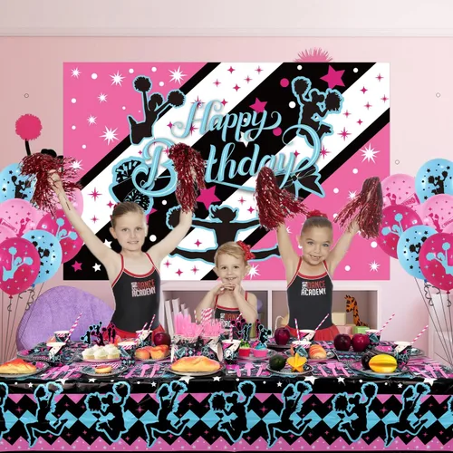 Vista 7 de Decoración de fiesta de porristas, paquetes de suministros para fiesta de cumpleaños de porristas, suministros de fiesta de gimnasia, incluye fondo