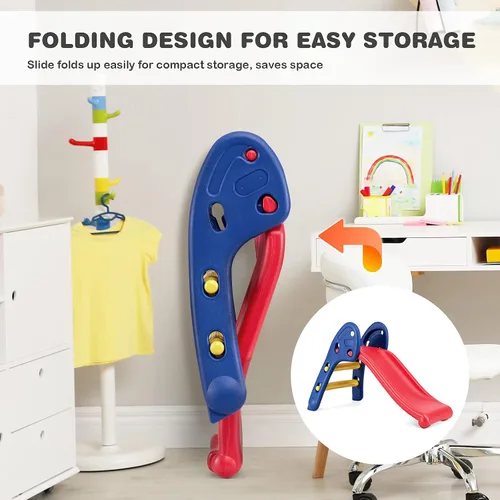 Vista 6 de BABY JOY Tobogán plegable, primer tobogán interior de plástico para escalar, juguete para niños (riel elíptico)