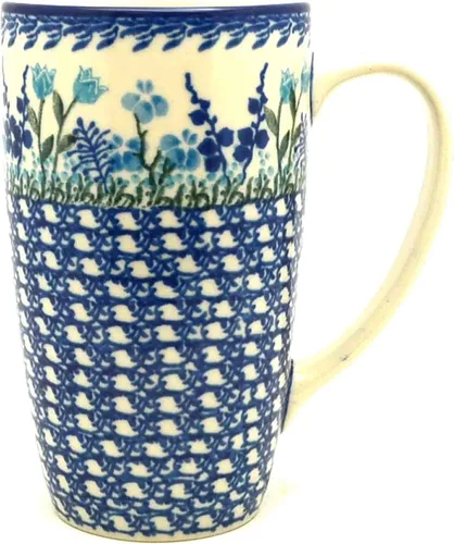 Vista 3 de Polish Pottery Mug - 12 oz. Cafe - Peacock