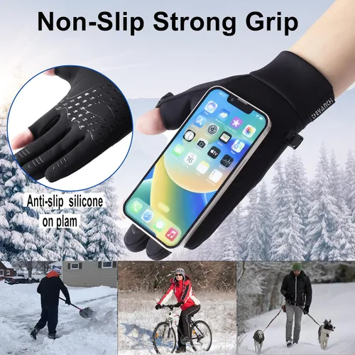 Vista 5 de weiatas Winter Fingerless Gloves for Men Women Touch Screen, Cold Weather Thermal Sport Gloves for Fishing Running Cycling Driving Hiking, Warm