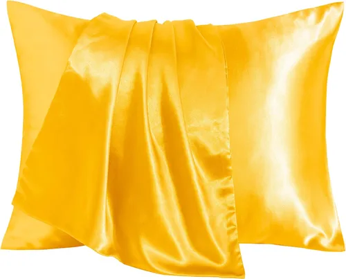 Vista 9 de BEDSUM Paquete de 2 fundas de almohada de satén de seda para niños pequeños, fundas de almohada sedosas de lujo con cierre de sobre para bebés Negro