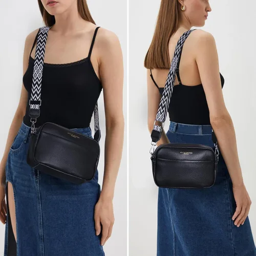 Vista 2 de Bolso cruzado para mujer de cuero genuino con correa ancha, bolso de hombro, bolso de mano, diseño moderno, bolso cruzado para cámara, cierre