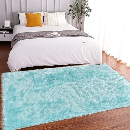 Vista 79 de Latepis - Alfombra rectangular de piel sintética tipo lana de oveja suave y esponjosa de estilo bohemio para sala de estar, dormitorio y residencias