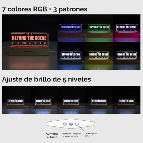 Vista 3 de BTS Luz nocturna, Bangtan Merch, lámpara Kpop