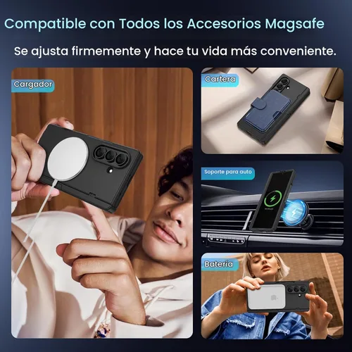 Vista 4 de Funda para Samsung Galaxy Z Fold 5 con protector de pantalla de privacidad, [compatible con Magsafe] [Soporte oculto] [protección de bisagra]