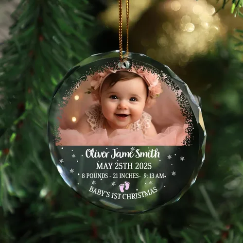 Vista 2 de Adorno de Primera Navidad Personalizado para Bebés 2025 Niña, Primeros Regalos para Bebé 02 B6