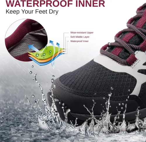 Vista 2 de CAMELSPORTS Zapatos de senderismo para mujer, impermeables, ligeros, antideslizantes, transpirables, para exteriores, para senderismo y caminar