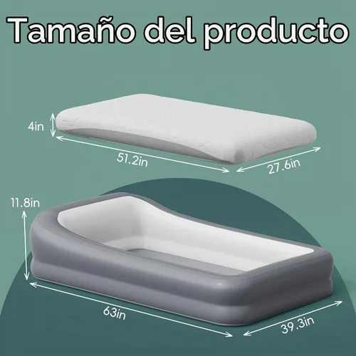Vista 5 de GloTika Cama de viaje para niños pequeños, colchón de aire inflable Gris-blanco