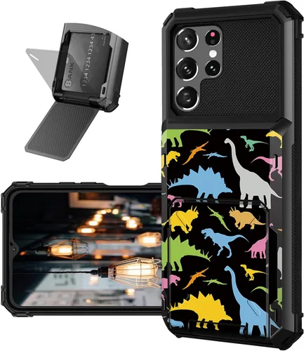 Vista 11 de Funda tipo cartera para Samsung Galaxy S22 Ultra con ranura para tarjetero, funda con tapa híbrida de doble capa, resistente, a prueba de golpes